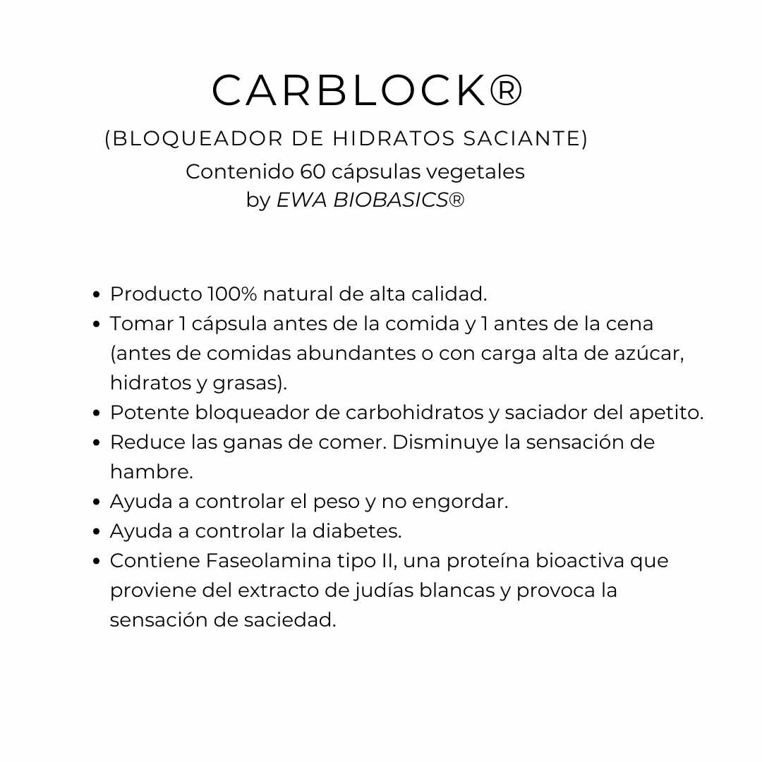 CARBLOCK® - Bloqueador de Carbohidratos y Supresor del Apetito